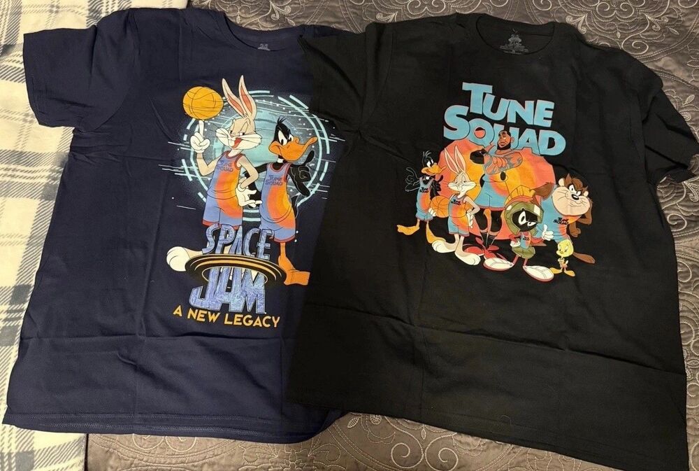 2 Space Jam Tune Squad A New Legacy T Shirts XL black & navy men new with tags